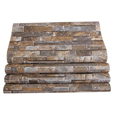 China 2021 Modern Stone Brick Wall Paper 3d Pattern 3d Home Decoration Stone Brick Wall PVC Gray White Gray White Waterproof Wallpaper for sale