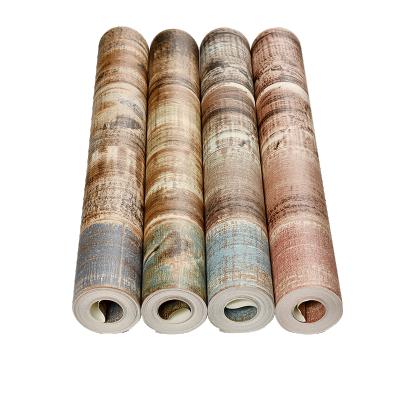 China Modern Wooden Grain 3D Non Self-adhesive Wallpaper Wallpaper Hotel Restaurant Clothing Store PVC Waterproof Home Decoration for sale