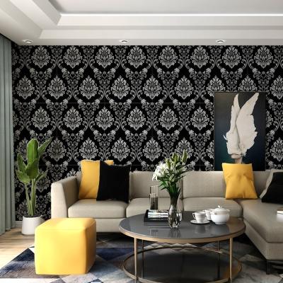 China Modern Design 2021 3D Brick Pattern Damask TV Wallpaper Waterproof Hotel Room Background Stripe Wallpaper Factory Supplier for sale