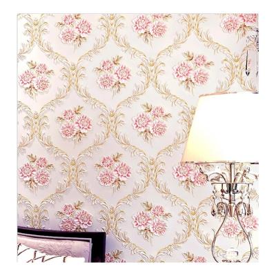 China Best Selling Modern 3D Damask Wallpaper Bedroom Living Room Background Non Woven Non Self Adhesive Wall Embossed Floral Wallpaper for sale