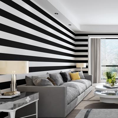 China 2021 Modern Stripe Wallpaper Modern Black And White Living Room Wallpaper for sale