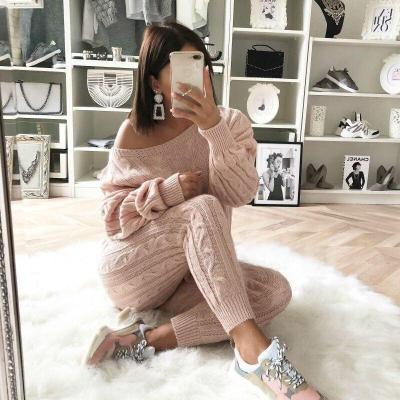 China Comfortable Breathable Women's Sweater Multicolor Suit Knit Women's Sweater Sets for sale