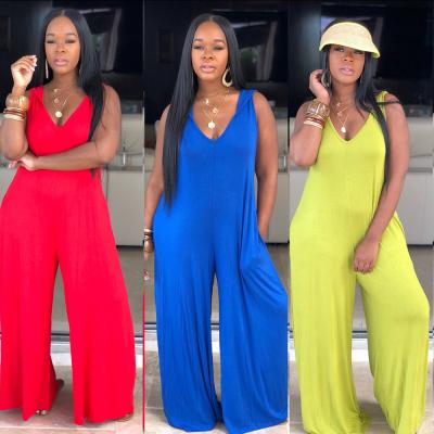 China Summer Loose Overalls Women Sleeveless Wide Leg One Piece QUICK DRY Jumpsuit Rompers for sale