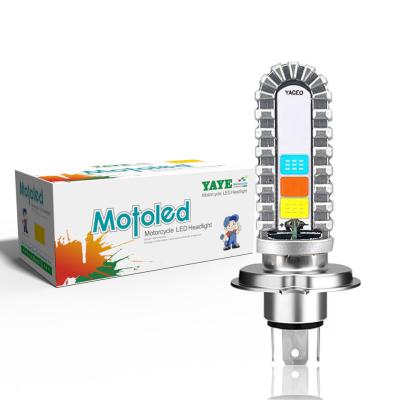 Китай Янтарный мотоцикл светодиодный фары лампочка DC12V красный синий белый H4 светодиодный лампочка мотоцикл продается