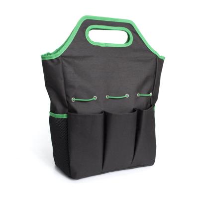 China Sustainable Waterproof Heavy Duty Polyester Reusable Black Garden Tool Storage Bag for sale