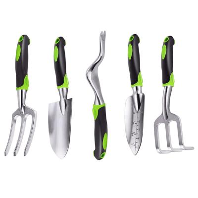 China High Quality Antirust Aluminum Alloy 5 Pcs Multi Function Garden Work Garden Tool Kit With Comfortable PVC Rubber Handle for sale