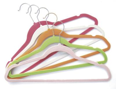 China Trousers / Jacket 300mm Kids Velvet Hangers Green / Pink / Blue for sale