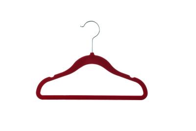 China Fashion Red / Yellow 300mm Kids Velvet Hangers For Trousers / Jacket for sale