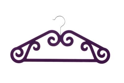 China Unique Purple Anti Slip Velvet Flocked Hangers Jacket / Suit Coat Hangers for sale