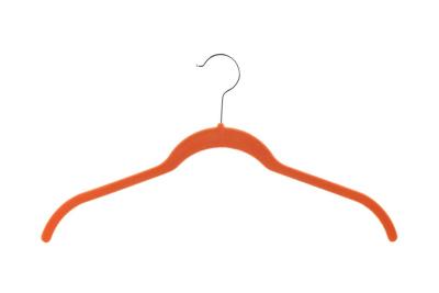 China Non Slip Space Saving Velvet Shirt Hangers , Colorful Flocked Clothes Hangers for sale