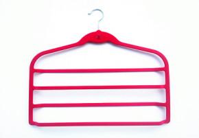 China 4 Staggering Racks Velvet Anti Slip Trouser Hangers Multiple Clothes Hangers for sale