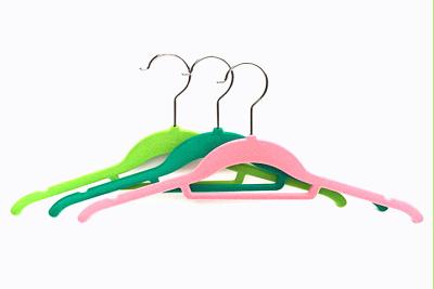 China Simple Female Velvet Shirt Hangers With Coating ABS + Flocking Surface for sale