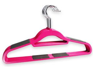 China Anti Slip Strips ABS Plastic Shirt Hangers / Suit Hangers With Tie Rack for sale