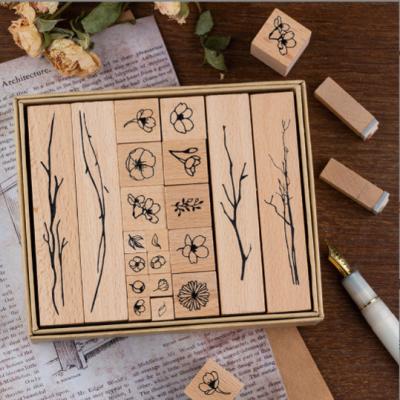 China Past Hand Account DIY Decorative Sticker 7pcs Combination Seal Text Series Wooden Souvenirs for sale