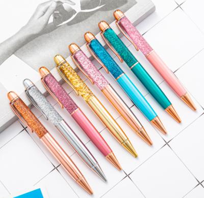 China Pen Hot Metal Pen Promotional Ballpoint Pen Flashing Colorful Quicksand Customized Diamond Ballpoint Pen Promotion Gift for sale