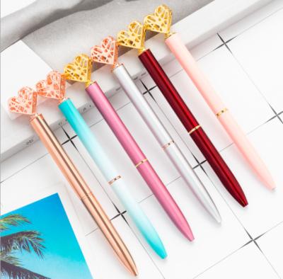 China Hot Metal Pen Ballpoint Pen Love Colorful Metal Diamond Ballpoint Pen Promotional Flashing Custom Gift for sale