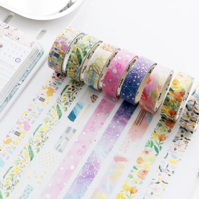 China Waterproof 16 Design 1pcs Washi Tapes Flower Japanese Color Starry Sky Decorative DIY Scrapbooking Adhesive Paper Stickers 5M for sale