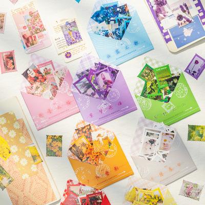 China 40Pcs Japanese Stationery Junk Diary Kawaii Stationery Craft Decorative Sticker Scrapbooking Cartoon Sea Flower Planner Junk Diary Sticker for sale