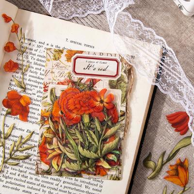 China Vintage Scrapbooking Stickers 30Pcs Kawaii Stationery Craft Sticker Vintage Flowers PET Decorative Junk Journal Planner Kawaii Stationery Sticker for sale