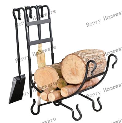 China Fire Wood Log Holder Ronry factory Fireplace Tool Rack backyard Wood Holders log Lumber Storage outdoor Firewood Rack fireplace sets & accessories for sale