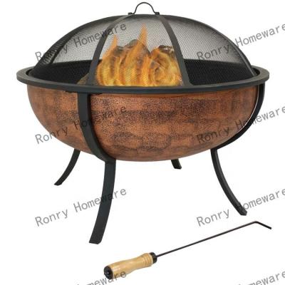 China Stocked Outdoor metal round fire pit, multi-functional patio backyard garden stove indoor heating fireplace barbecue charcoal fire pit for sale