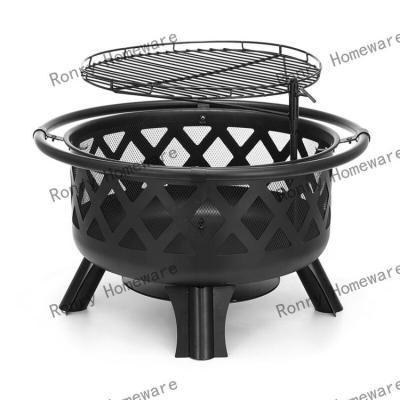 China Stocked Large round metal cast iron fire pit indoor heated stove Outdoor camping picnic Charcoal barbecue bonfire pot fire pit for sale