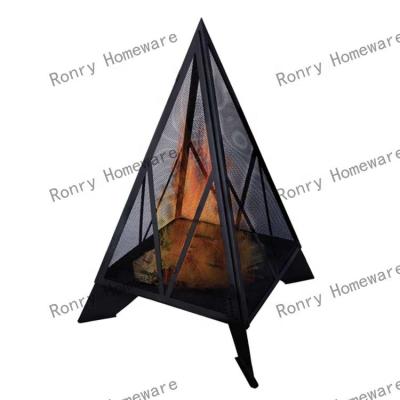 China Stocked outdoor oortable fire pit bonfire triangle fire pit Courtyard garden heating stove Wrought iron portable brazier for sale