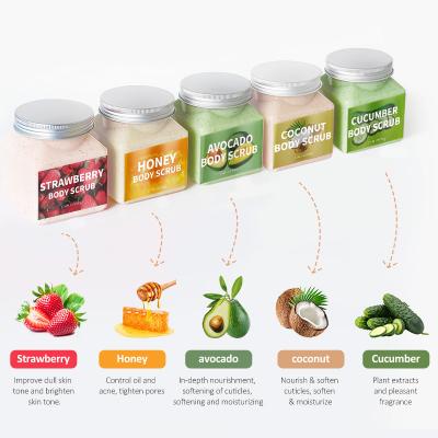 China Exfoliator Peel Shower 500g Fruit Scent Cleansing Body Scrub Avocado Moisturizing Organic Exfoliating Cream Skin Cleansing for sale