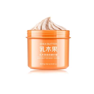 China Custom Natural Exfoliator Sherbet 250g Bodyscrub Skin Care Exfoliating Whitening Organic Shea Butter Body Scrub for sale