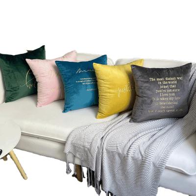 China Anti-static Super Soft Colorful Custom Embroidery Logo Polyester Velvet Pillow Case for sale