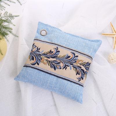 China Sustainable Light Blue Embroidered Bamboo Charcoal Air Purifying Scent Bag For Home Decoration for sale