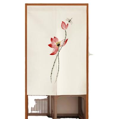 China Transitional Half Bathroom Study Bedroom Curtain Fabric Retro Lotus Hanging Curtain for sale