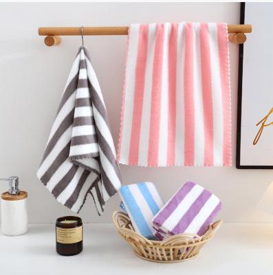 China Thick Striped Coral Velvet Soft Cleaning Towels And Water Wash Absorbent Towels for sale