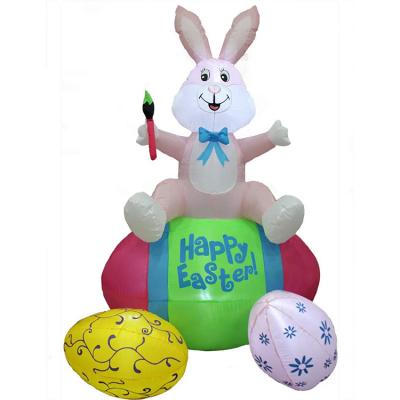 China Hot Selling Holiday Decoratoion Outdoor Inflatable Easter Decorations Inflatable Easter Egg With Rabbit for sale