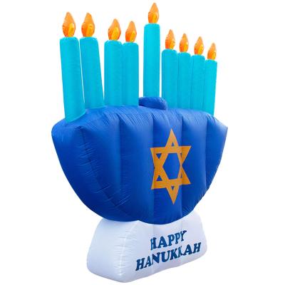 China Holiday Decorations Customized Logo Size Inflatable Candles Lighting, Outdoor Inflatable Hanukkah Menorah for sale