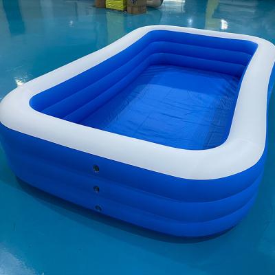 China 1-3 Design Customized PVC Outdoor Inflatable Children Swimming Pool Inflatable Swimming Pool Blue And White for sale