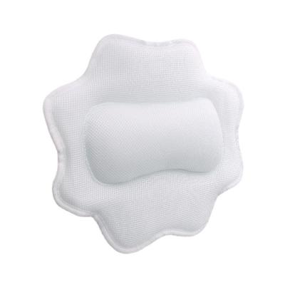 China Luxury Anti-Bacteria Tub Pillow Comfort Bathtub Cushion Pad with 5 Suction Cups Improved Breathable Comfortable 4D Technique Tub Neck Head for sale