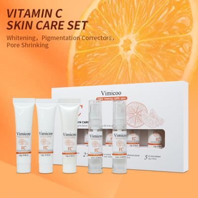 China Korean Wholesale Private Label Organic Vegan Anti Aging Beauty Whitening Travel Anti Aging Skin Care Set Facial Vitamin C Skin Care Kit for sale