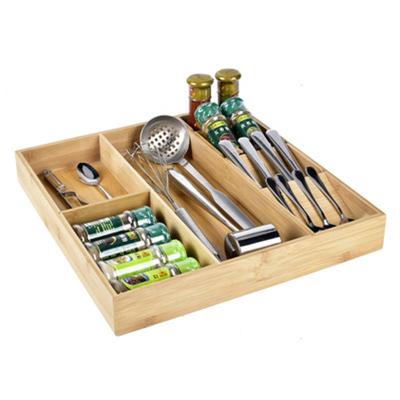 China Reusable Home Reusable Bamboo Restaurant Bar Cutlery Adjustable Tray Cutlery Organizer for sale