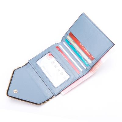 China 2021 Mini Slim Genuine Leather RFID Blocking Zipper Card Holder Coin Purse Cash Money Wallet for sale