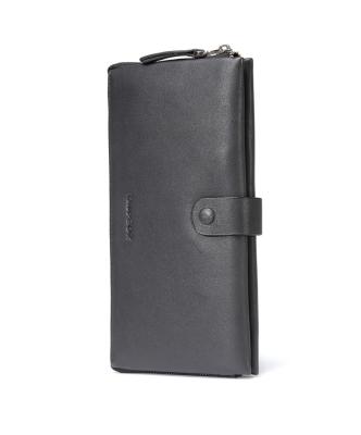 China Eco-Friendly Rfid Blocking Multifunctional Mens Large Capacity Wallet Black Split Long Zipper Leather Purse for sale