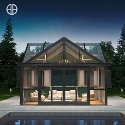 China Foshanguangye modern aluminum profiles sunroom patio veranda retractable glass tempered four season prefab sunrooms for sale