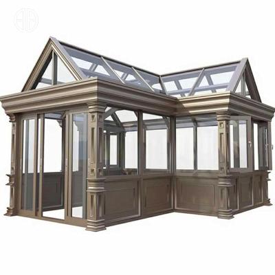 China Foshanguangye Latest Modern Prefab Glass Garden House Sun Room Winter Garden Sun Houses Free Standing Sunroom for sale