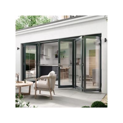 China Modern Customized Commercial Aluminum Bi Fold Door Double Glass Folding Doors For Kitchen for sale