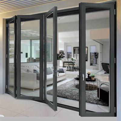 China Customized Modern Outdoor Aluminum Glass Bifold Patio Waterproof Sliding Bi Folding Door for sale