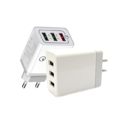 China Mobile phone factory price 5v2.1a QC3.0 3 usb wall charger adapter for smart phone for sale