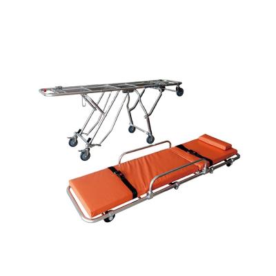 China High Quality Rescue Rescue Medical Device First Aid Aluminum Alloy Wheel Ambulance Folding Stretcher for sale