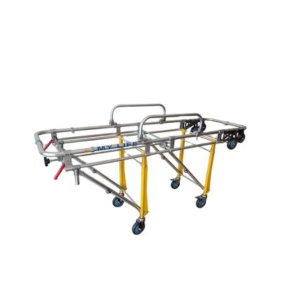 China Emergency Rescue Shoulder Trolley Patient Aluminum Wheelchair Ambulance Medical Stretcher Trolley for sale