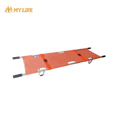 China Aluminum 2 Folding Emergency Rescue Hospital First Aid Folding Ambulance Stretcher Rescue Rescue Stretcher for sale