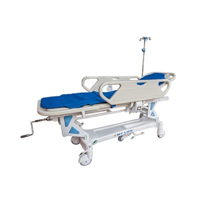 China Emergency Rescue Equipment Good Rise Fall Hospital Transfer Medical Emergency Aluminum Stretcher Bed Trolley for sale